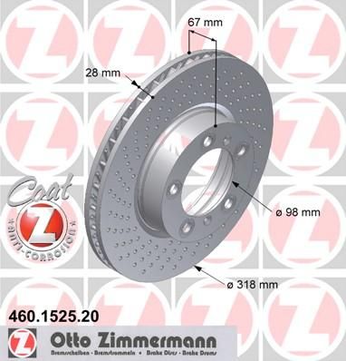 Zimmermann 460.1525.20 тормозной диск на PORSCHE 911 (996)