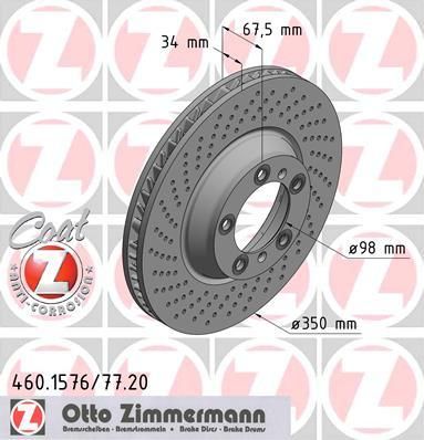 Zimmermann 460.1577.20 тормозной диск на PORSCHE 911 (997)