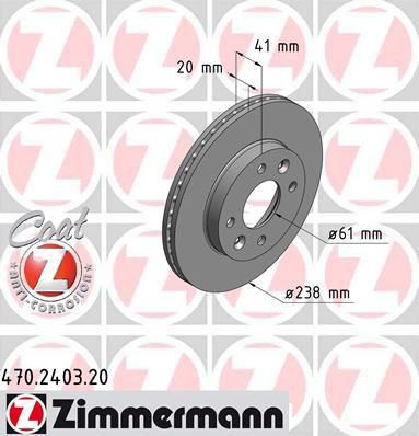 Zimmermann 470.2403.20 тормозной диск на RENAULT CLIO II (BB0/1/2_, CB0/1/2_)