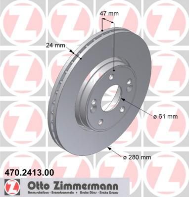 Zimmermann 470.2413.00 тормозной диск на RENAULT LAGUNA II (BG0/1_)