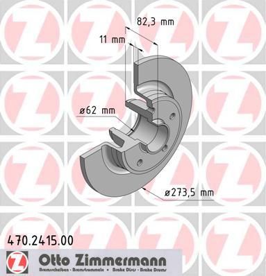 Zimmermann 470.2415.00 тормозной диск на RENAULT LAGUNA II (BG0/1_)