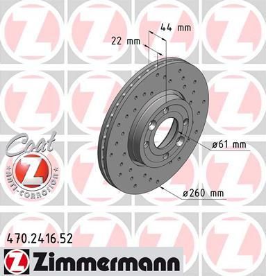 Zimmermann 470.2416.52 тормозной диск на RENAULT MEGANE II седан (LM0/1_)