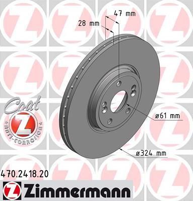 ZIMMERMANN Zimmermann-Диск тормозной REN ESPACE lV/VEL SATIS (470241820)