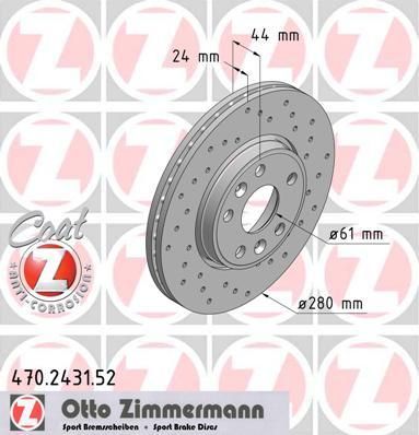 Zimmermann 470.2431.52 тормозной диск на RENAULT MEGANE II (BM0/1_, CM0/1_)