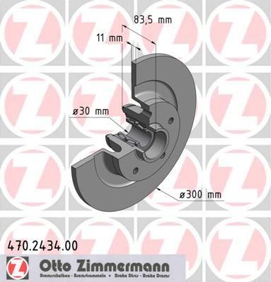 Zimmermann 470.2434.00 тормозной диск на RENAULT LAGUNA III (BT0/1)