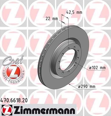 Zimmermann 470.6618.20 тормозной диск на RENAULT TRUCKS MASCOTT c бортовой платформой/ходовая часть