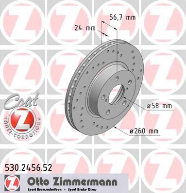 Zimmermann 530.2456.52 тормозной диск на SUBARU IMPREZA купе (GFC)