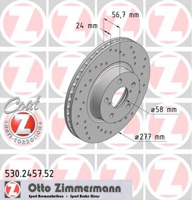 ZIMMERMANN ДИСК ТОРМ SUB FORESTER, IMREZA, LEGACY, F 2.0 1.6 89/02-> (530245752)