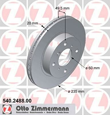 Zimmermann 540.2488.00 тормозной диск на SUZUKI BALENO Наклонная задняя часть (EG)