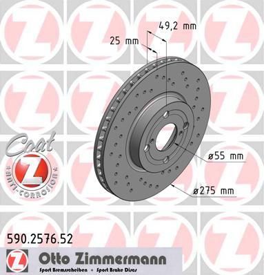 Zimmermann 590.2576.52 тормозной диск на TOYOTA COROLLA Wagon (__E11_)