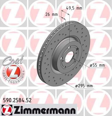 Zimmermann 590.2584.52 тормозной диск на TOYOTA AVENSIS (T25_)