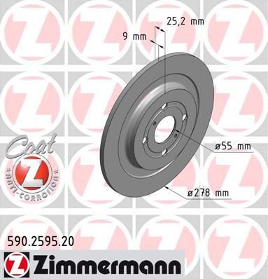 Zimmermann 590.2595.20 тормозной диск на TOYOTA YARIS (NHP13_, NSP13_, NCP13_, KSP13_, NLP13_)