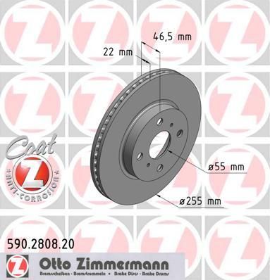 Zimmermann 590.2808.20 тормозной диск на TOYOTA YARIS (NHP13_, NSP13_, NCP13_, KSP13_, NLP13_)