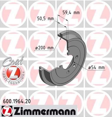 Zimmermann 600.1964.20 тормозной барабан на VW POLO CLASSIC (6KV2)