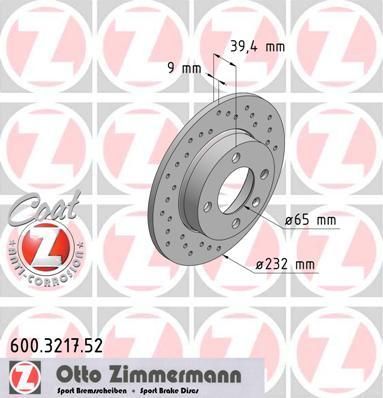 Zimmermann 600.3217.52 тормозной диск на VW POLO CLASSIC (6KV2)