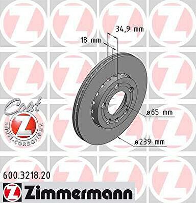 Zimmermann 600.3218.20 тормозной диск на SKODA FABIA