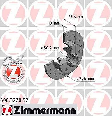 Zimmermann 600.3220.52 тормозной диск на VW GOLF III (1H1)