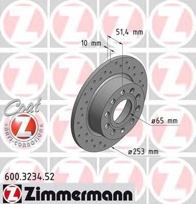 ZIMMERMANN диск тормозной задний (255х10) SPORT (600.3234.52)