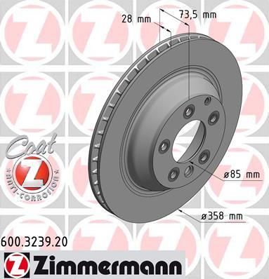 Zimmermann 600.3239.20 тормозной диск на AUDI Q7 (4L)