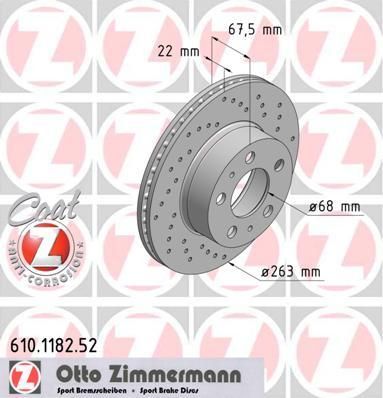 Zimmermann 610.1182.52 тормозной диск на VOLVO 240 Kombi (P245)
