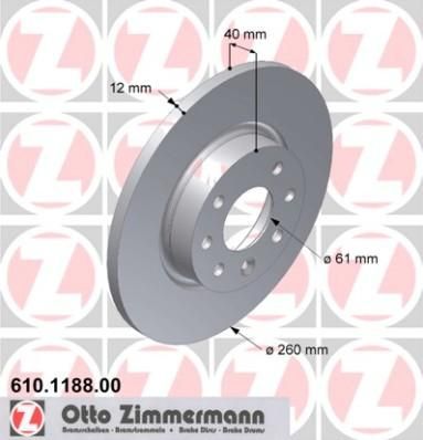 Zimmermann 610.1188.00 тормозной диск на VOLVO 460 L (464)