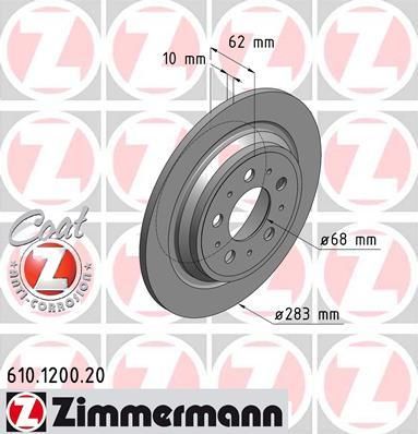 Zimmermann 610.1200.20 тормозной диск на VOLVO C70 I купе