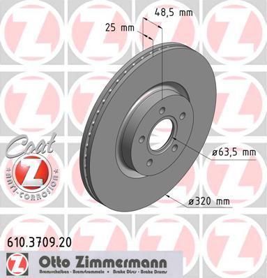 ZIMMERMANN ТОРМОЗНОЙ ДИСК SPORT COAT Z VOLVO S40/V50 04-> (610370920)