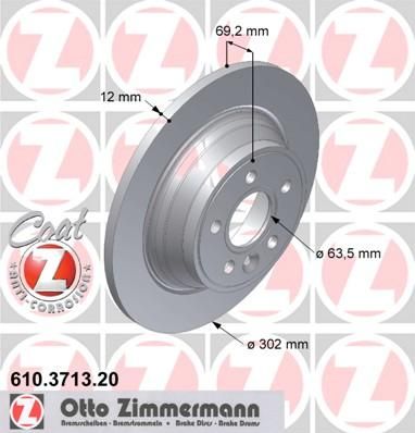 Zimmermann 610.3713.20 тормозной диск на VOLVO S80 II (AS)