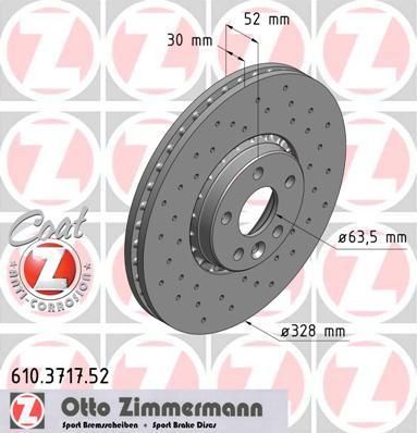 Zimmermann 610.3717.52 тормозной диск на VOLVO XC60 Zimmermann 610.3717.52 тормозной диск на VOLVO XC60