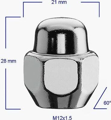Bimecc DKIA01-OE Гайка CH21 12X1.5X28 Закр.Цинк+Хр.Колп.