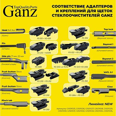 GANZ Щетка стеклоочистителя бескаркасная NEW 700mm (GIS01038)