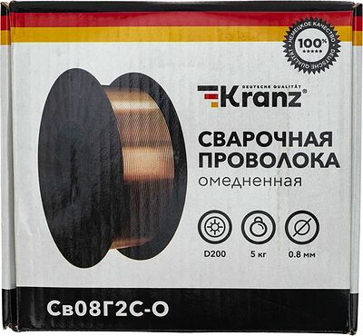 Kranz KR-11-0981-5 Сварочная проволока омедненная Св08Г2С-О (ER70S-6; SG2) 5 кг 0,8 мм D200 KRANZ