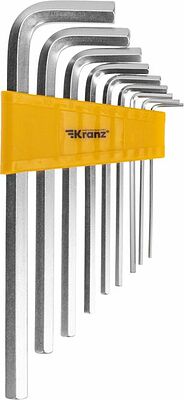 Kranz KR-12-5213 Набор ключей имбусовых HEX KRANZ 2,0-12 мм, CrV, 9 шт., удлиненные