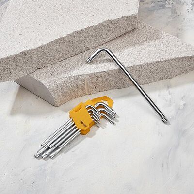 Kranz KR-12-5221 Набор ключей имбусовых Tamper-Torx KRANZ 9 шт., ТТ10-ТТ50, закаленные, удлиненные, никель