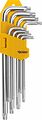Kranz KR-12-5221 Набор ключей имбусовых Tamper-Torx KRANZ 9 шт., ТТ10-ТТ50, закаленные, удлиненные, никель