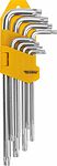 Kranz KR-12-5221 Набор ключей имбусовых Tamper-Torx KRANZ 9 шт., ТТ10-ТТ50, закаленные, удлиненные, никель