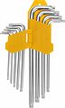 Kranz KR-12-5221 Набор ключей имбусовых Tamper-Torx KRANZ 9 шт., ТТ10-ТТ50, закаленные, удлиненные, никель