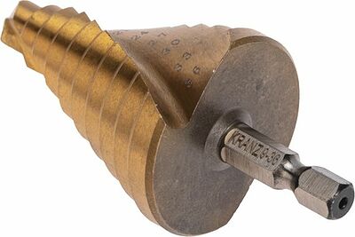 Kranz KR-12-6614 Сверло по металлу ступенчатое ТИТАН 9,0-36,0мм, 110мм, 65 HRC, Р6М5 TiN KRANZ