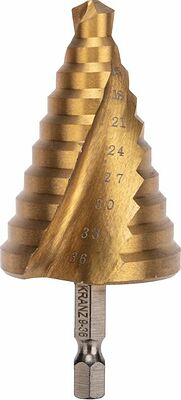 Kranz KR-12-6614 Сверло по металлу ступенчатое ТИТАН 9,0-36,0мм, 110мм, 65 HRC, Р6М5 TiN KRANZ