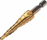 Kranz KR-12-6615 Сверло ступенчатое, 4-5-6-7-8-9-10-11-12мм, Р6М5, ТИТАН, шестигр. хвостовик KRANZ