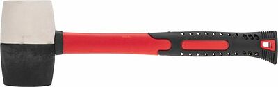 Kranz KR-12-8153 Киянка резиновая 450 г, черно-белая резина, фибергласовая рукоятка KRANZ