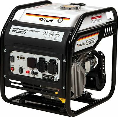 Kranz KR-16-1142 Генератор инверторный KR2500IO, 2,5кВт, 230В, 7л, открытый корпус, ручной старт KRANZ