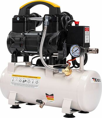 Kranz KR-16-1161 Компрессор воздушный безмасляный KR-850/10, 850Вт, 140 л/мин, 10л KRANZ
