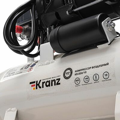 Kranz KR-16-1161 Компрессор воздушный безмасляный KR-850/10, 850Вт, 140 л/мин, 10л KRANZ