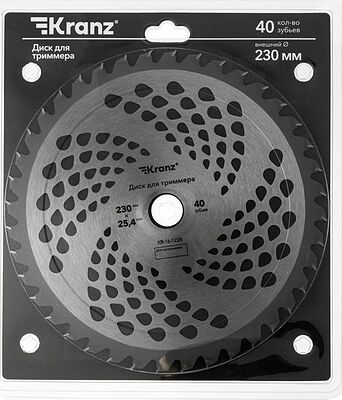 Kranz KR-16-1224 Диск для триммера 230x25,4мм, толщина 1,3мм, 40 зубьев KRANZ