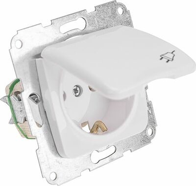 Kranz KR-78-0216 DEA Розетка 1-ая керамика с/з с крышкой с/у 16А мех. Бел KRANZ