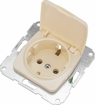 Kranz KR-78-0246 DEA Розетка 1-ая керамика с/з с крышкой с/у 16А мех. Беж KRANZ