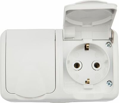 Kranz KR-78-0606 Блок горизонтальный 2 розетки Mini OG IP54 с/з, о/у, белый KRANZ