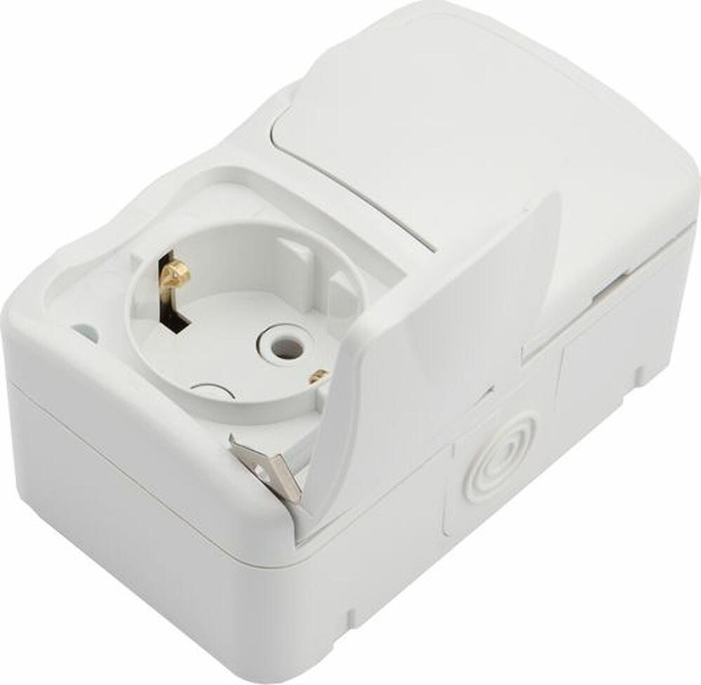 Kranz KR-78-0607 Блок горизонтальный 2 розетки (керамика) Mini OG IP54 с/з, о/у, белый KRANZ