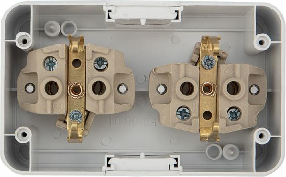 Kranz KR-78-0607 Блок горизонтальный 2 розетки (керамика) Mini OG IP54 с/з, о/у, белый KRANZ